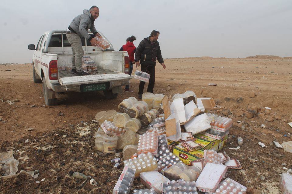1 ton of expired foodstuffs in was destructed in Al-hasaka .